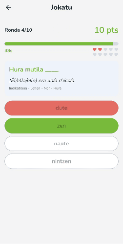 Pantalla de gamificacion